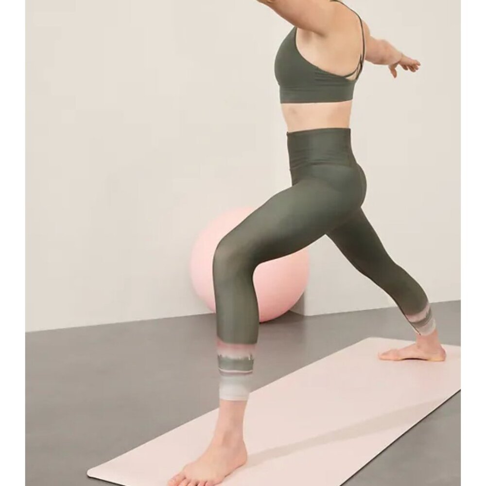 Athleta Olive Green High-Waist Leggings with Ombre Ankles